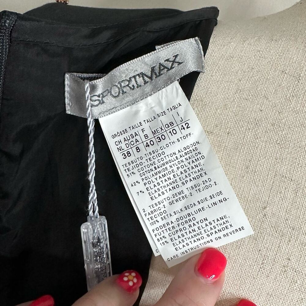 NWT | SPORTMAX | Square Neckline Knee-Length Dress | Black | Size 8 - Picture 9 of 16